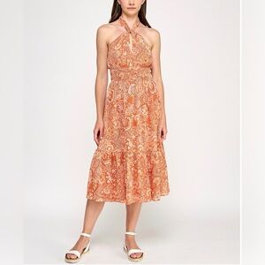 Trixxi Juniors' printed ruffled-skirt halter midi dress
